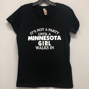 Live And Tell v neck Minnesota Girl tee